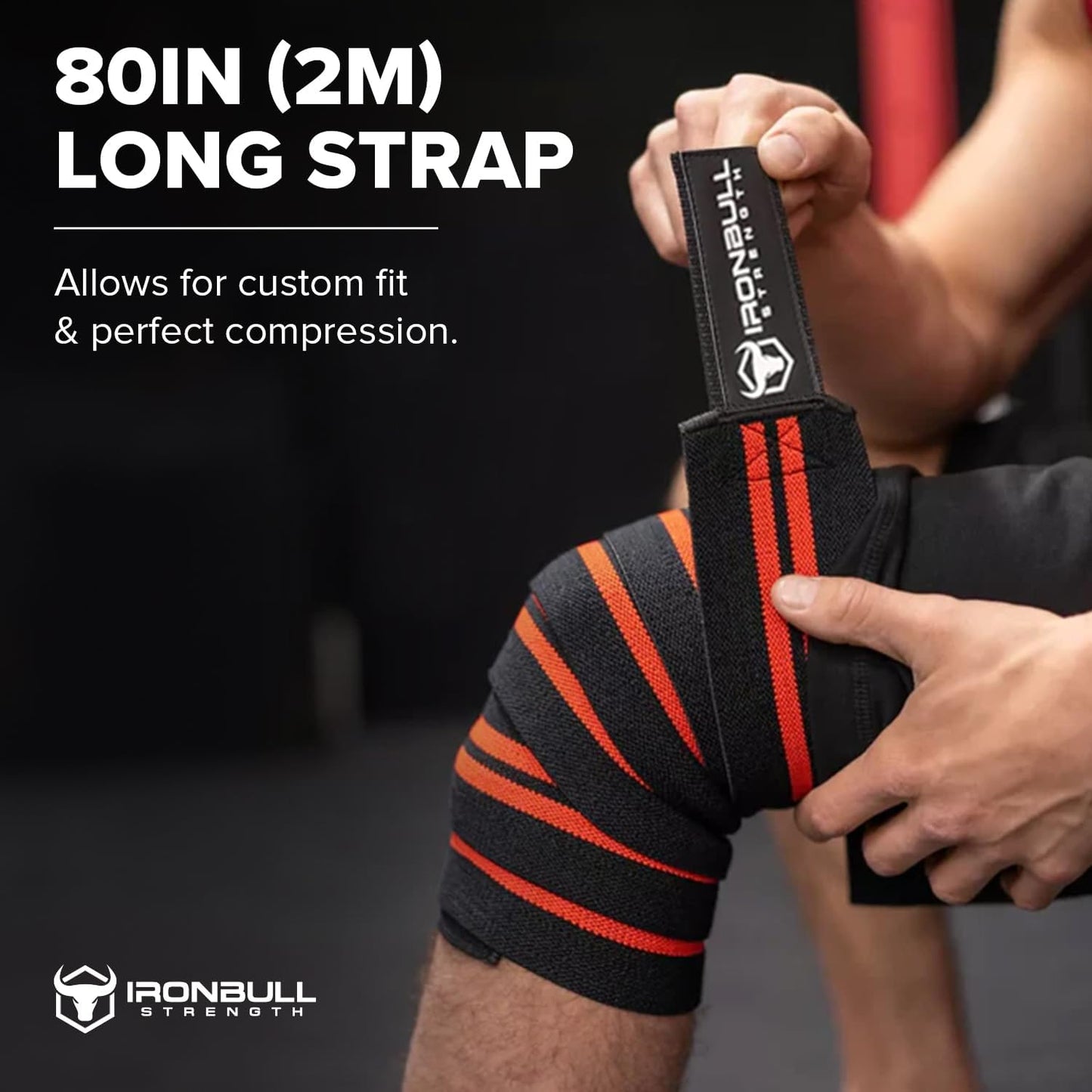 Knee Wraps for Weightlifting - 80" Elastic Knee Straps for Squats and Weight Lifting - Lifting Knee Wraps for Strength & Compression Wrap - Knee Support for Squatting, Powerlifting, Gym