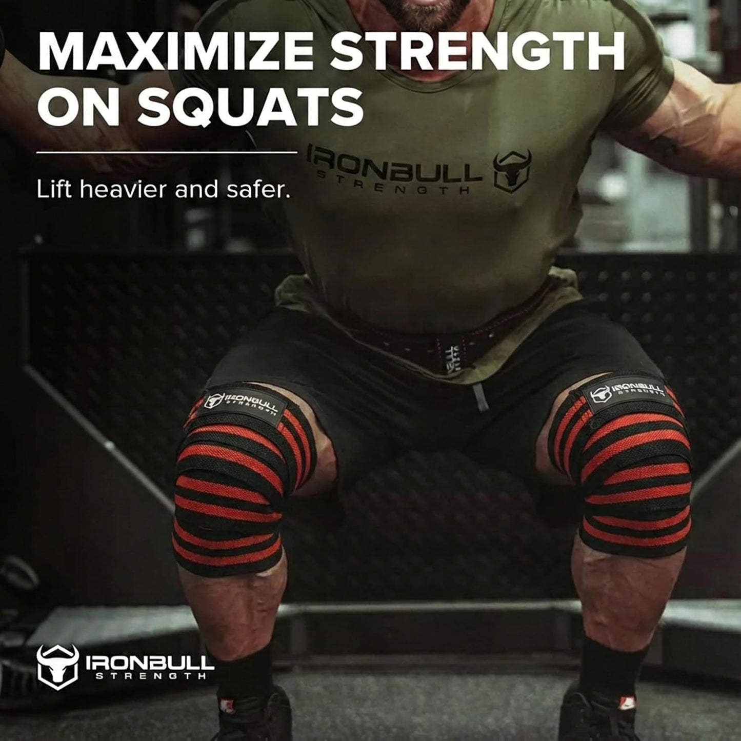 Knee Wraps for Weightlifting - 80" Elastic Knee Straps for Squats and Weight Lifting - Lifting Knee Wraps for Strength & Compression Wrap - Knee Support for Squatting, Powerlifting, Gym