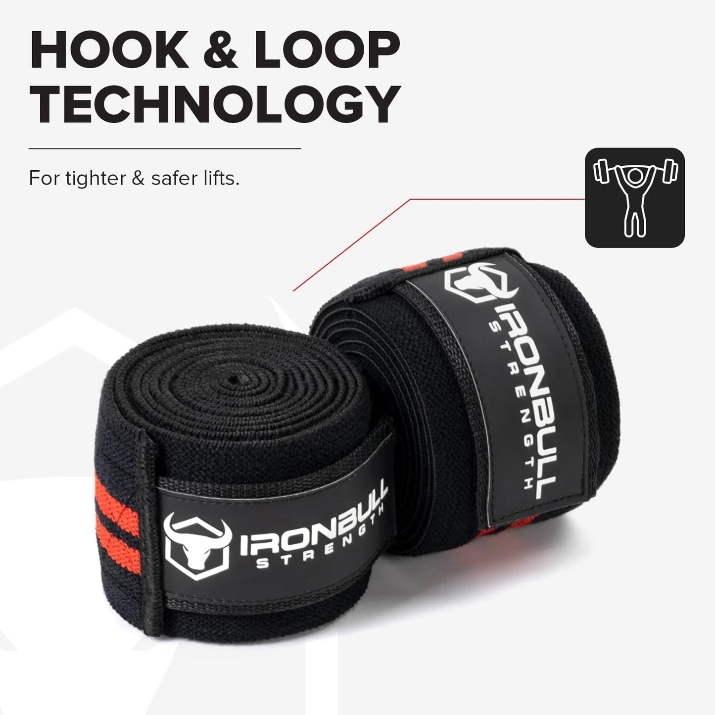 Knee Wraps for Weightlifting - 80" Elastic Knee Straps for Squats and Weight Lifting - Lifting Knee Wraps for Strength & Compression Wrap - Knee Support for Squatting, Powerlifting, Gym