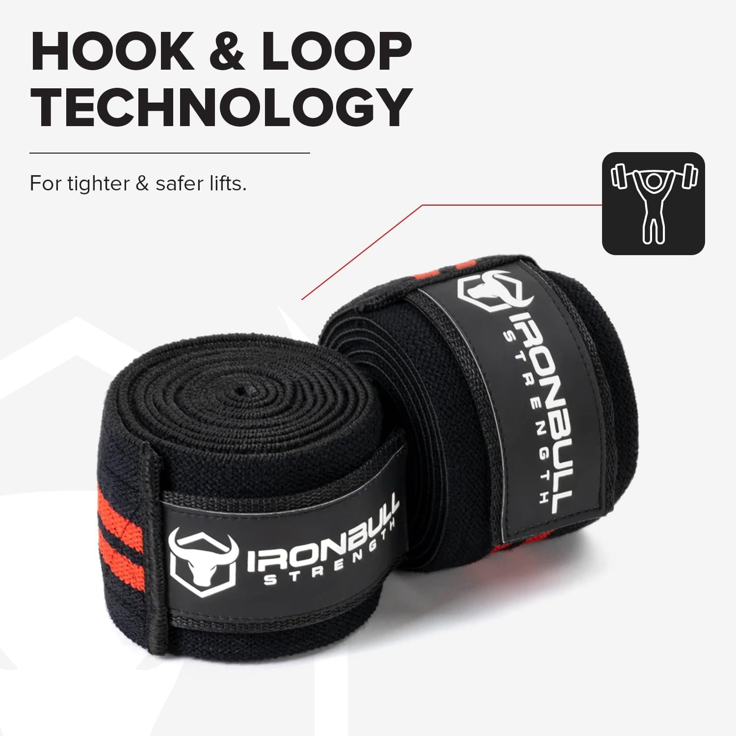 Knee Wraps for Weightlifting - 80" Elastic Knee Straps for Squats and Weight Lifting - Lifting Knee Wraps for Strength & Compression Wrap - Knee Support for Squatting, Powerlifting, Gym